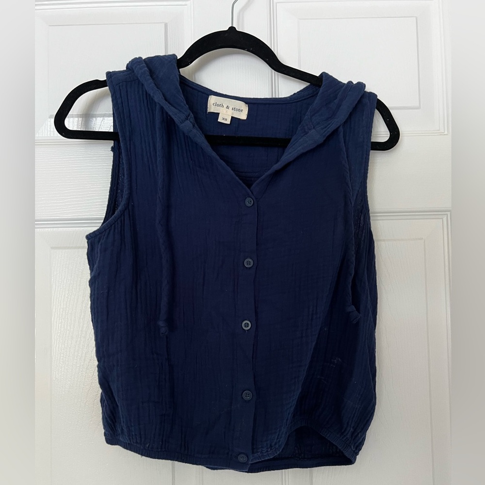 Button up tank with hoodie